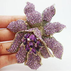 Women's Purple Crystal Orchid Brooch