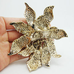 Women's Purple Crystal Orchid Brooch
