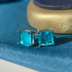 Women's Paraiba Tourmaline 925 Sterling Silver Stud Earrings