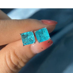 Women's Paraiba Tourmaline 925 Sterling Silver Stud Earrings