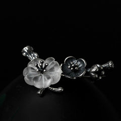 Elegant Vintage Crystal Floral Silver Brooch