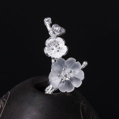 Elegant Vintage Crystal Floral Silver Brooch