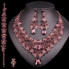 Women's Vintage Rhinestones Statement Necklace with Earrings Set