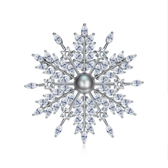 Enigma Flower Pearl and Rhinestone Brooch