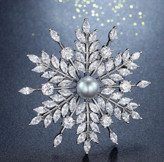 Enigma Flower Pearl and Rhinestone Brooch