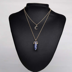 Boho Natural Stone and Moon Necklace