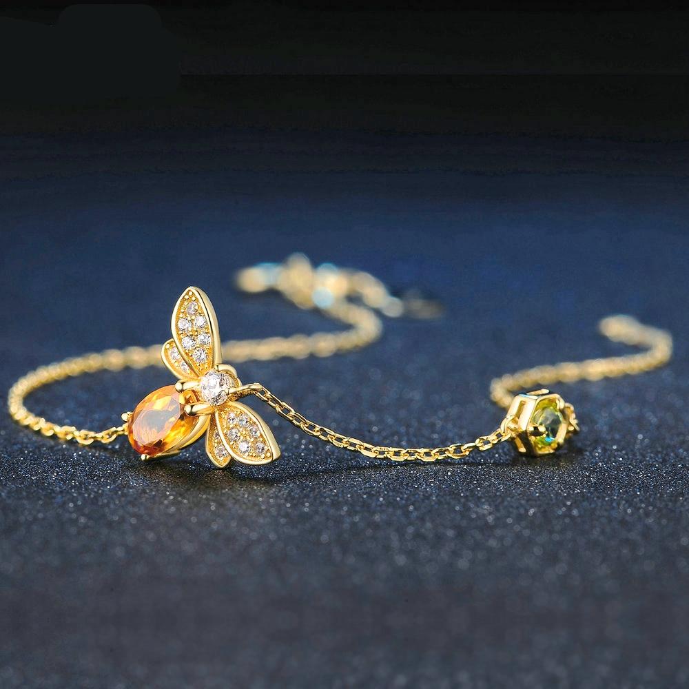Elegant Citrine Bee Bracelet