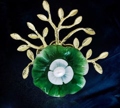 Luxury Tender Flower Green Jade Brooch