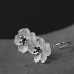 Elegant Vintage Flower Shaped Silver Drop Earrings