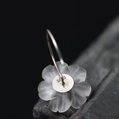 Elegant Vintage Flower Shaped Silver Drop Earrings