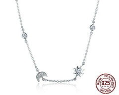 Sparkling Moon and Star Pendant Necklace for Women