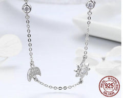 Sparkling Moon and Star Pendant Necklace for Women