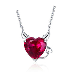 Crystal Devil's Heart Pendant Necklace