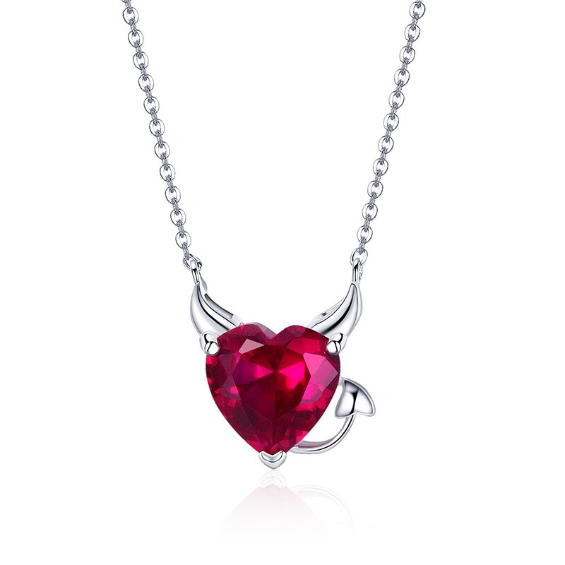 Crystal Devil's Heart Pendant Necklace