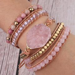 Natural Pink Quartz Stone Bracelet