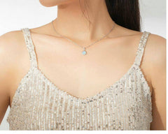 Authentic Silver White Opal Sun Pendant Necklace