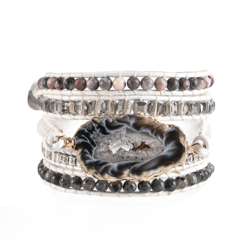 Natural Stone Leather Bracelet