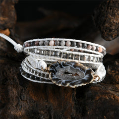 Natural Stone Leather Bracelet