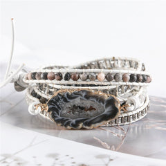 Natural Stone Leather Bracelet