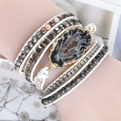 Natural Stone Leather Bracelet