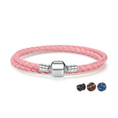 Double Braided Leather Chain Bracelet for Women