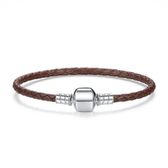Double Braided Leather Chain Bracelet for Women