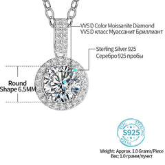 1CT Pendant Necklace with Moissanite Gemstone