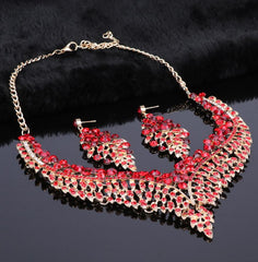 Luxurious Crystal Leaf Shaped Jewelry Set for Women