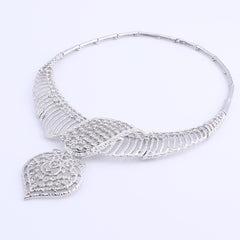 Women's Silver Plated Crystal Ornamented Jewelry Set