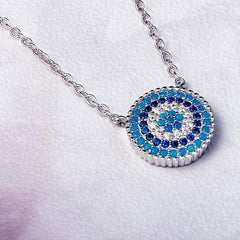 Silver Crystal Lucky Blue Eye Necklace