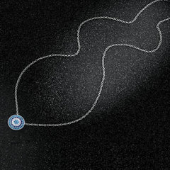 Silver Crystal Lucky Blue Eye Necklace