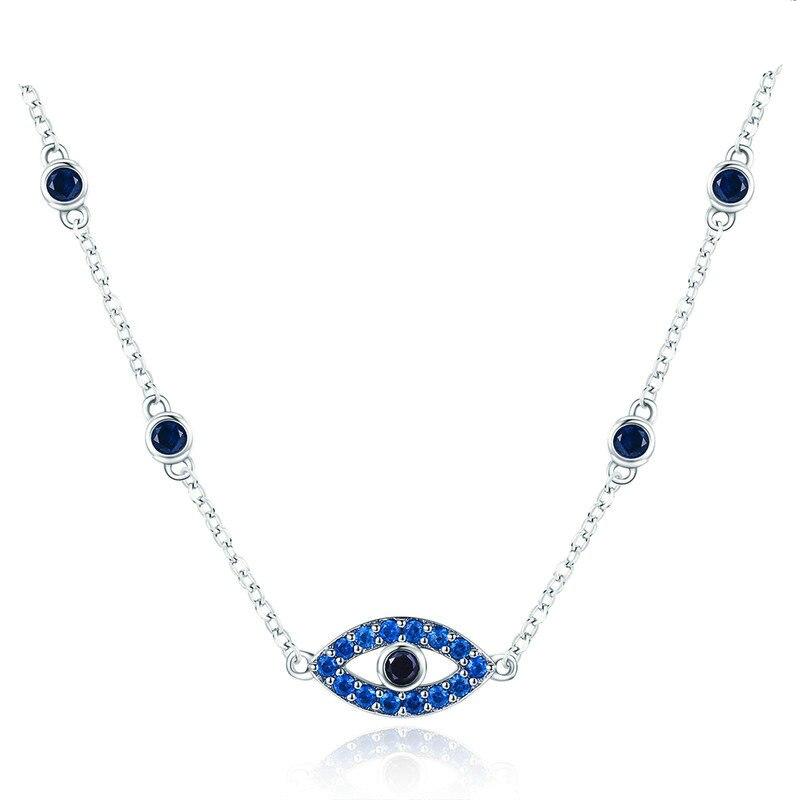 925 Sterling Silver Lucky Eye Blue Necklace