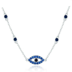 925 Sterling Silver Lucky Eye Blue Necklace