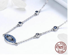925 Sterling Silver Lucky Eye Blue Necklace