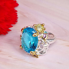 Baroque Blue Zircon Ring for Women