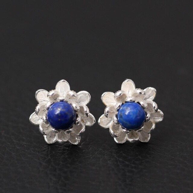 Elegant Vintage Flower Shaped Silver Stud Earrings