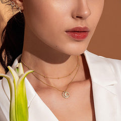 Women's Boho Sterling Silver Double Layered Pendant Necklace