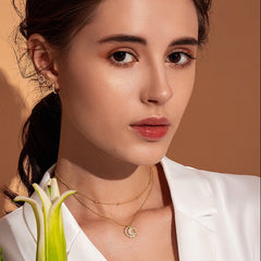 Women's Boho Sterling Silver Double Layered Pendant Necklace