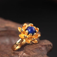 Fashion Romantic Lotus Shaped Adjustable Silver Women's Ring