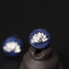 Cute Ethnic Lotus Shaped Silver Stud Earrings