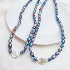 Black Natural Freshwater Pearl Choker Necklace for Women