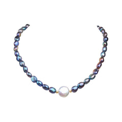 Black Natural Freshwater Pearl Choker Necklace for Women