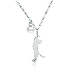Charming Cat Shaped Silver Women's Pendant Necklace