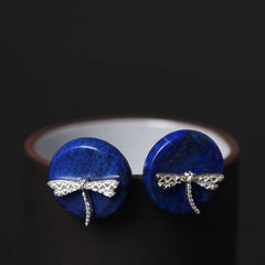 Cute Ethnic Dragonfly Shaped Silver Stud Earrings