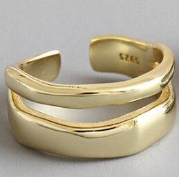 Double Layer 925 Sterling Silver Adjustable Ring