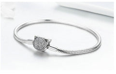 Women's Sterling Silver Crystal Cat Bracelet