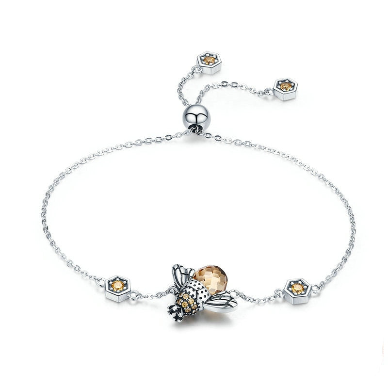 Silver Bracelet with Dancing Honey Bee Charm