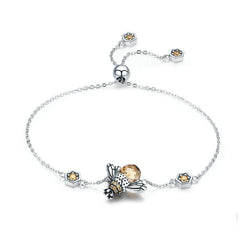 Silver Bracelet with Dancing Honey Bee Charm