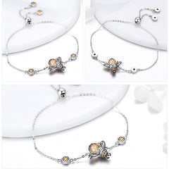 Silver Bracelet with Dancing Honey Bee Charm