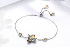 Silver Bracelet with Dancing Honey Bee Charm